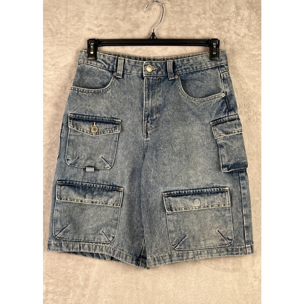 FB Sister Womens Cargo Denim Shorts Baggy Jorts Skater Streetwear Medium/Large
